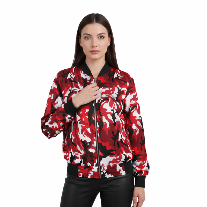 Bomber Wanita Casual Army Look Merah