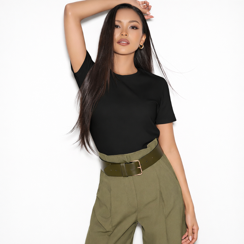 Kaos Wanita Polos Hitam Lengan Pendek