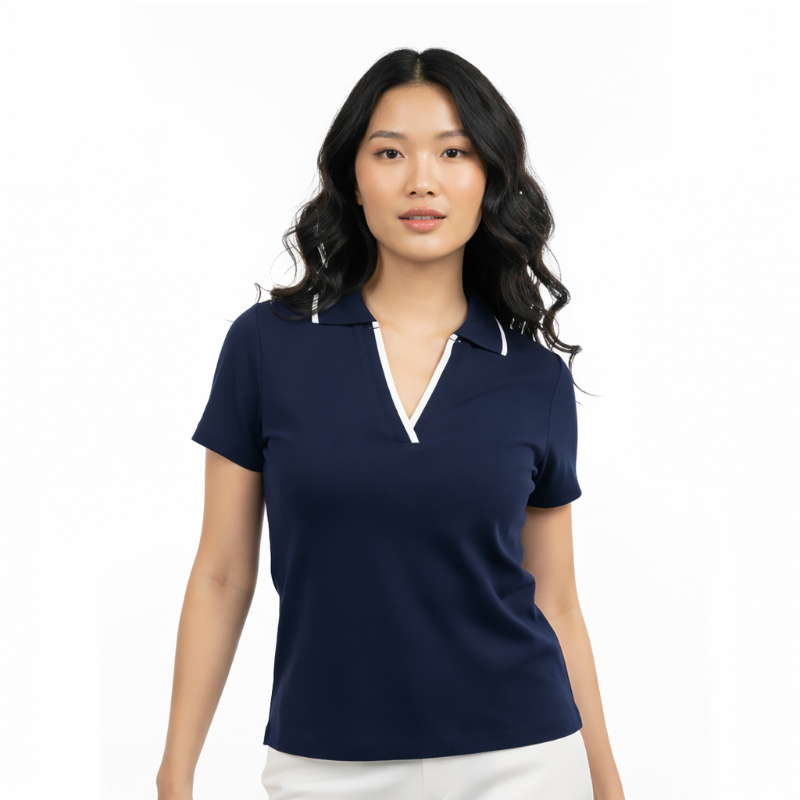 Polo Wanita V-Neck Navy
