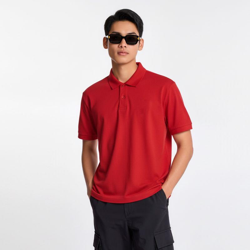 Kaos Polo Pria Merah Cabai Lengan Pendek