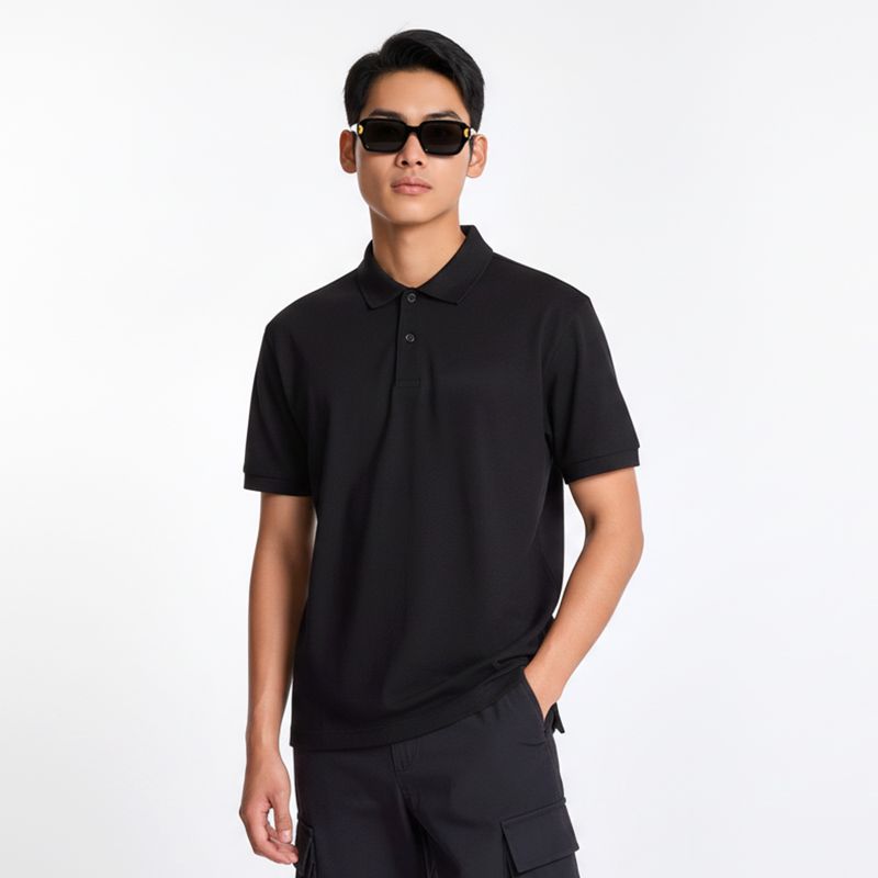 Kaos Polo Pria Hitam Lengan Pendek
