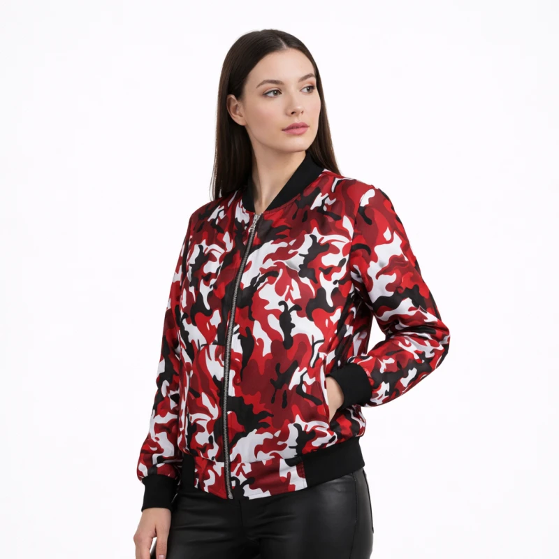 Bomber Wanita Casual Army Look Merah