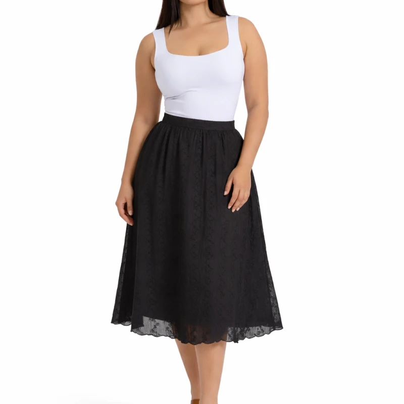 Rok Wanita Lace Hitam Elegant Classic