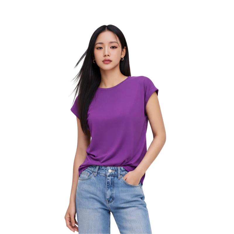 Atasan Wanita O-Neck Ungu