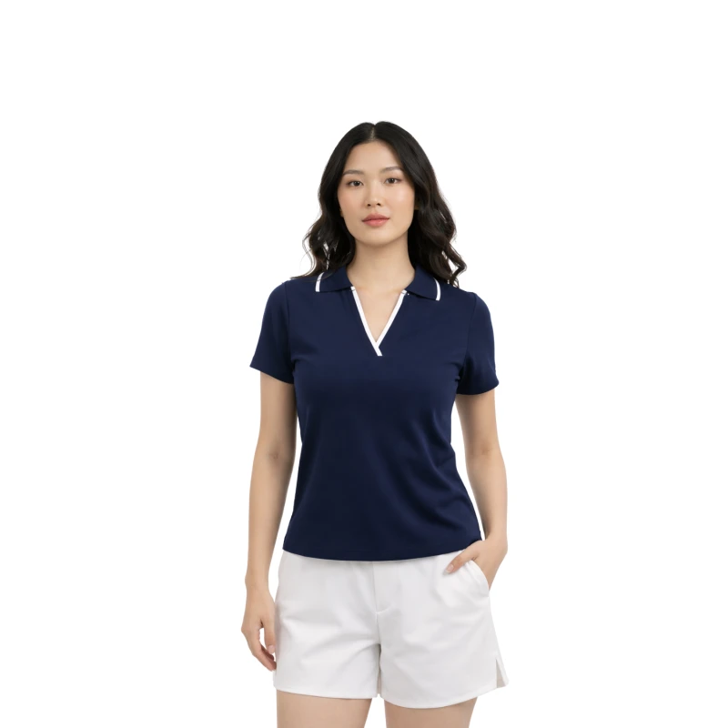 Polo Wanita V-Neck Navy