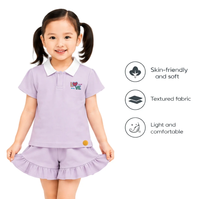 Setelan Anak Perempuan Lilac Motif Love Need