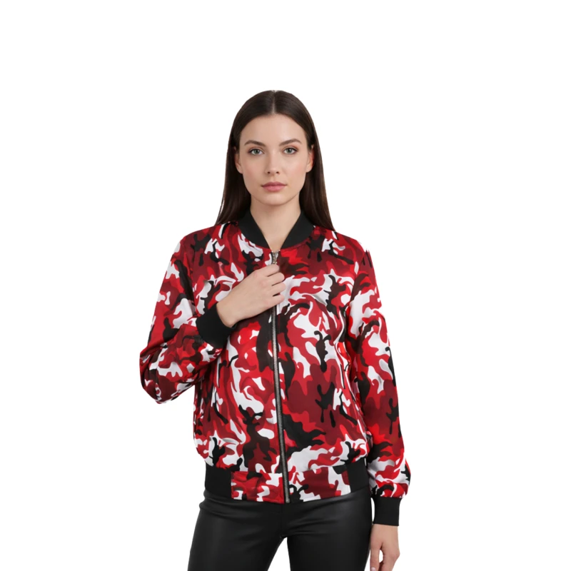 Bomber Wanita Casual Army Look Merah