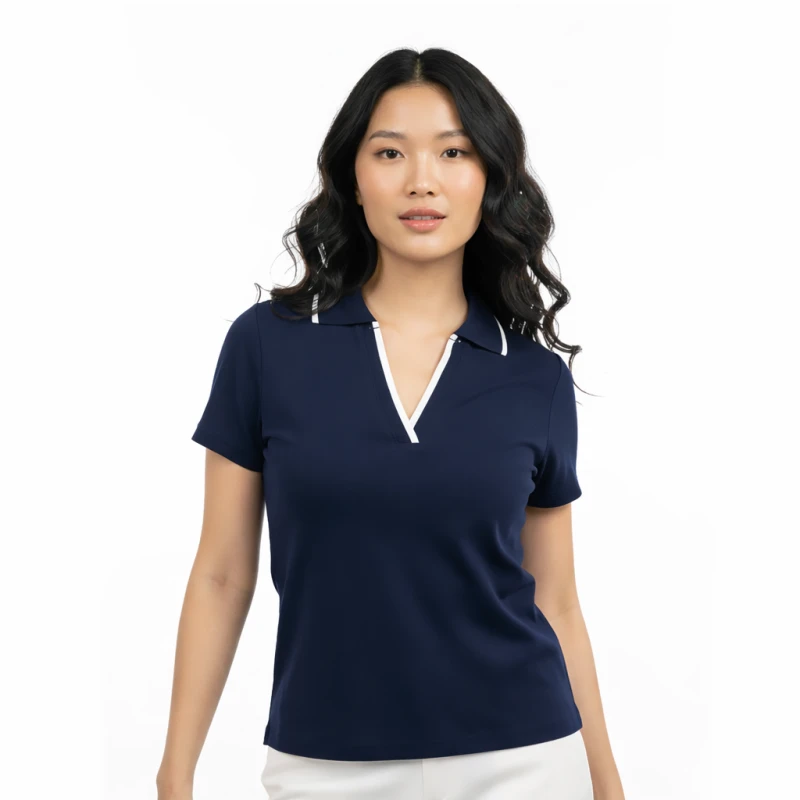 Polo Wanita V-Neck Navy