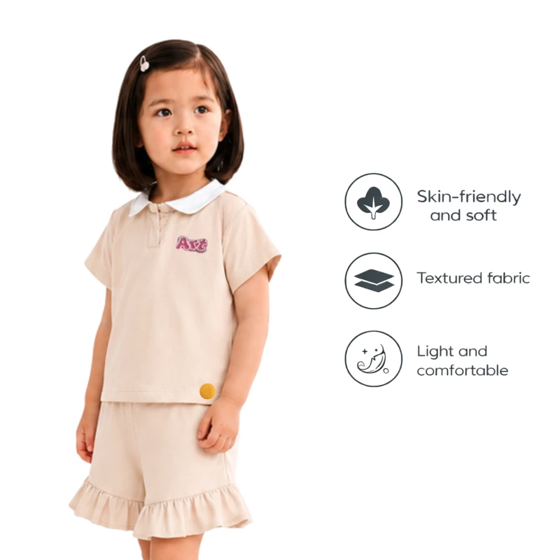 Setelan Anak Perempuan Cream Motif Art