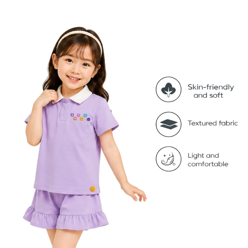 Setelan Anak Perempuan Lilac Motif Smile