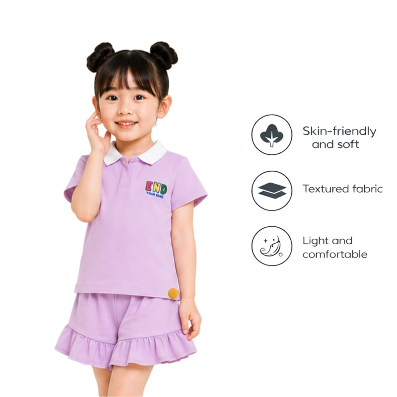 Setelan Anak Perempuan Lilac Motif End Your Game