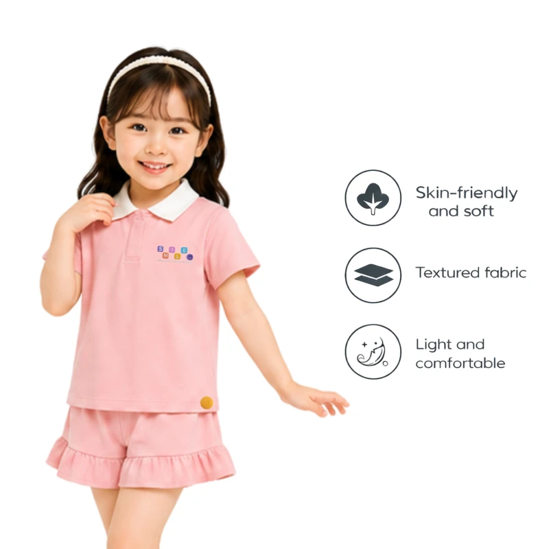 Setelan Anak Perempuan Peach Motif Smile