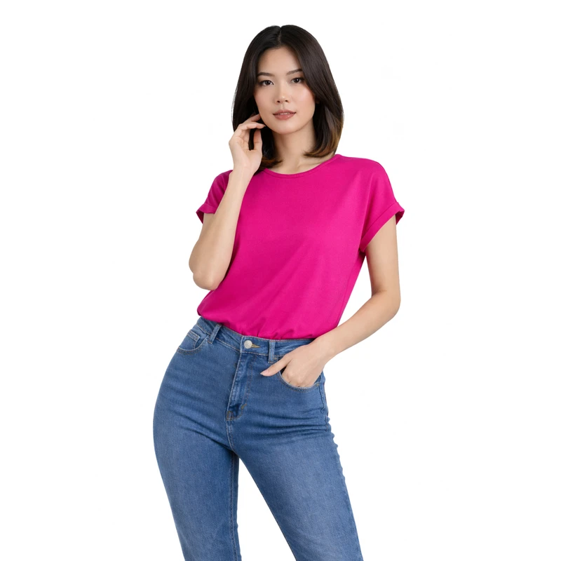 Atasan Wanita O-Neck Fuschia