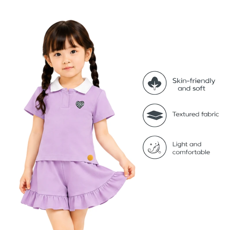 Setelan Anak Perempuan Lilac Motif Paris 