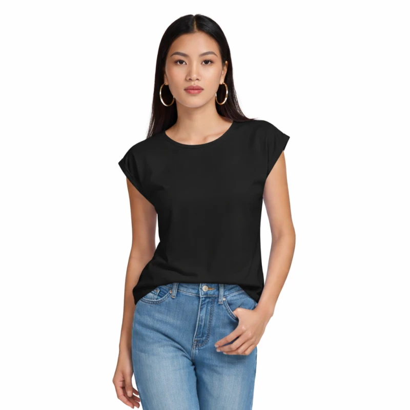 Kaos Wanita O-Neck Hitam
