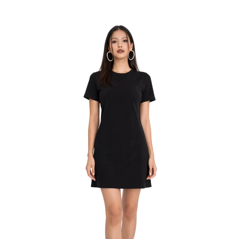 Dress Wanita Hitam Lengan Pendek