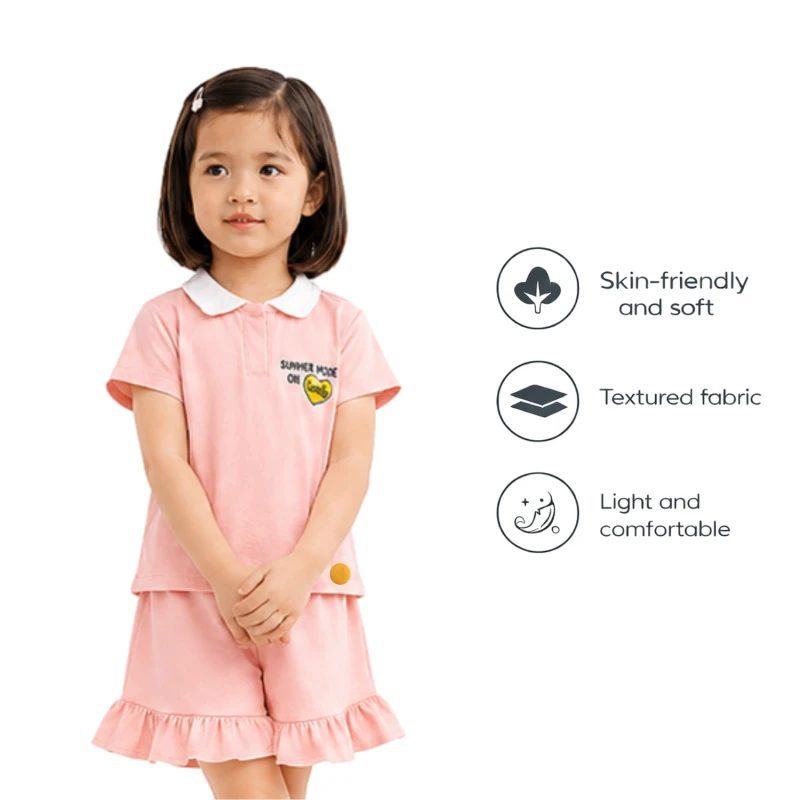 Setelan Anak Perempuan Peach Motif Summer 