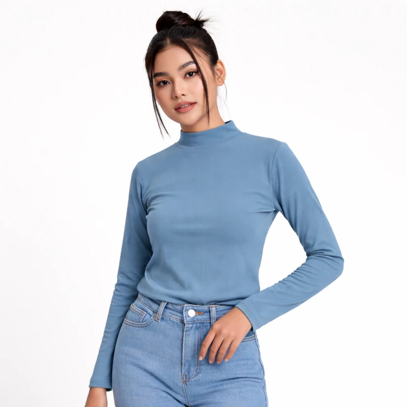 Mockneck Polos Soft Blue