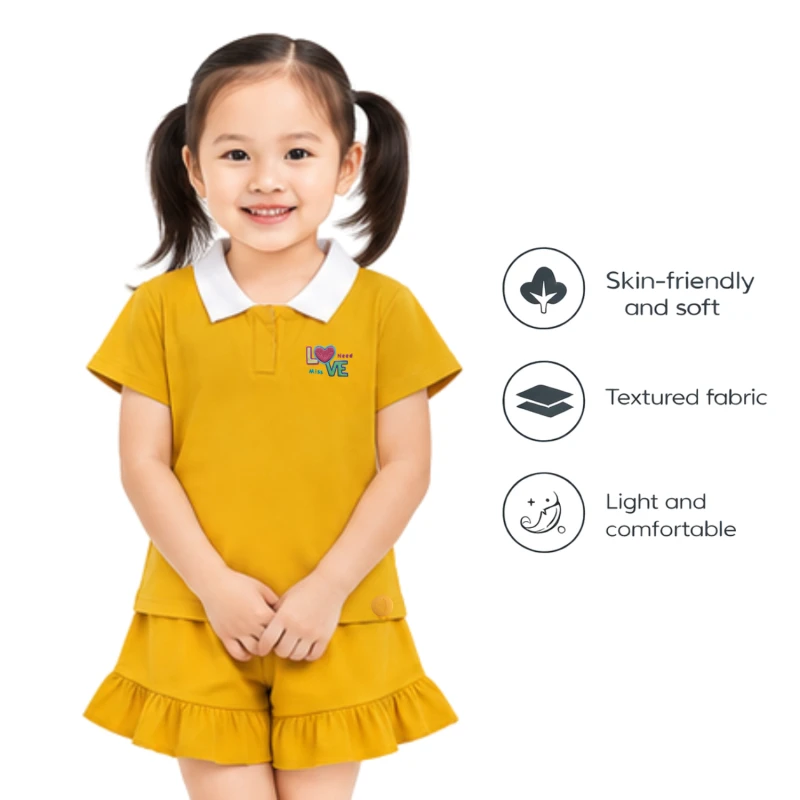Setelan Anak Perempuan Yellow Motif Love Need