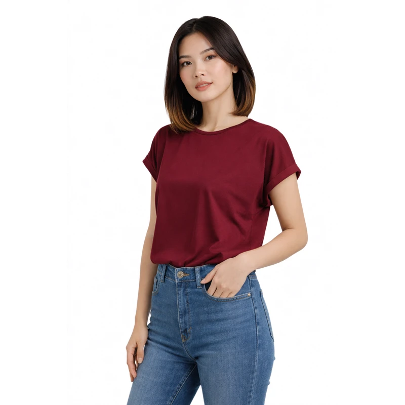 Atasan Wanita O-Neck Maroon
