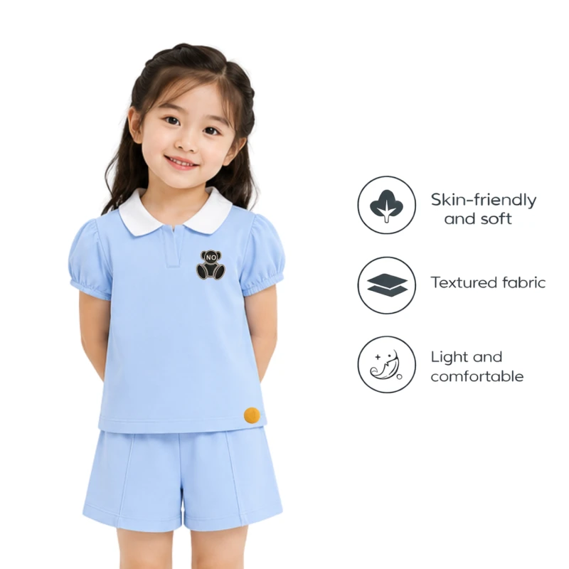Setelan Anak Perempuan Biru Muda No Bear 3004