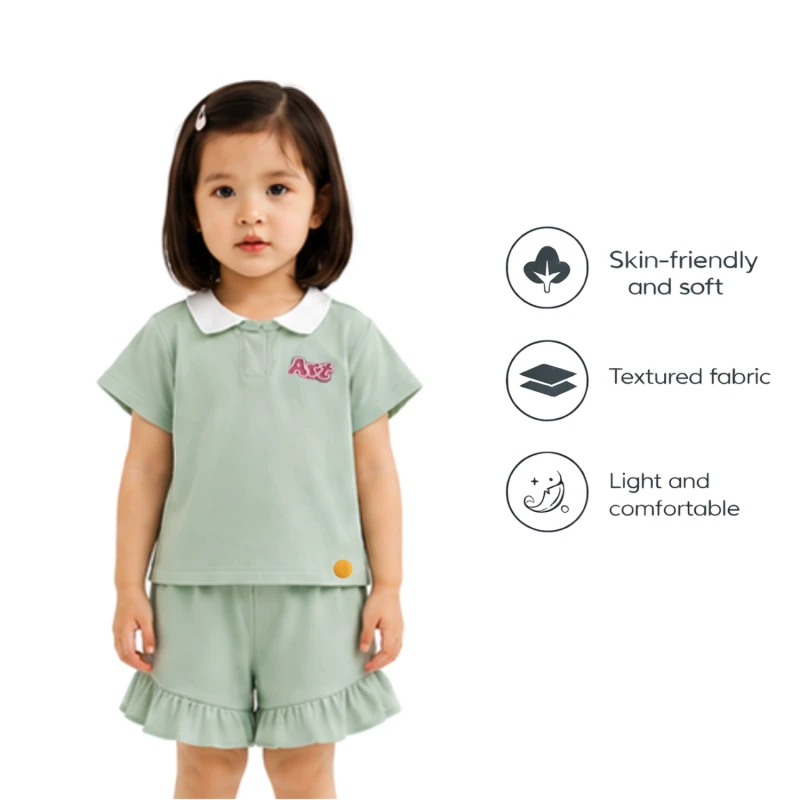 Setelan Anak Perempuan Sage Motif Art