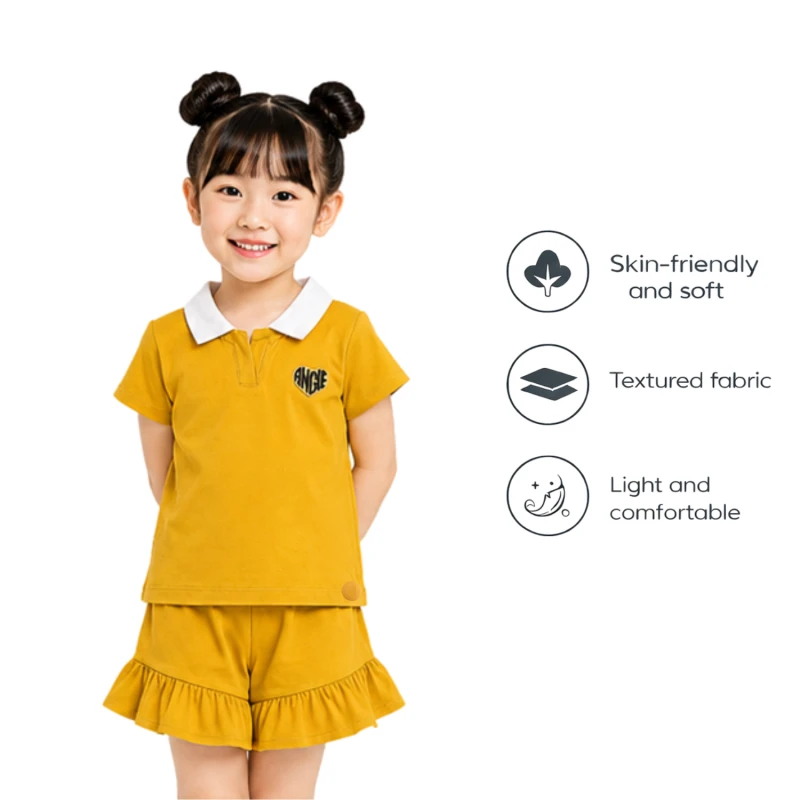 Setelan Anak Perempuan Yellow Motif Angle