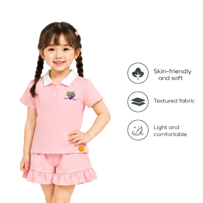 Setelan Anak Perempuan Peach Motif Cute