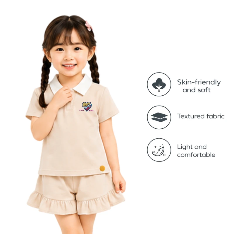 Setelan Anak Perempuan Cream Motif Cute