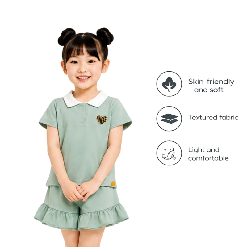 Setelan Anak Perempuan Sage Motif Angle