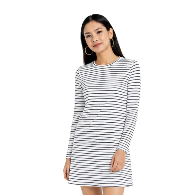 Dress Wanita Salur Putih Kecil Casual Basic