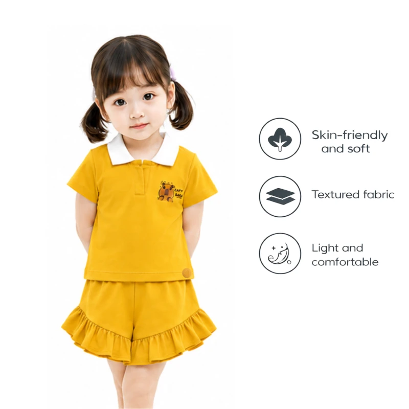 Setelan Anak Perempuan Yellow Motif CapyBara