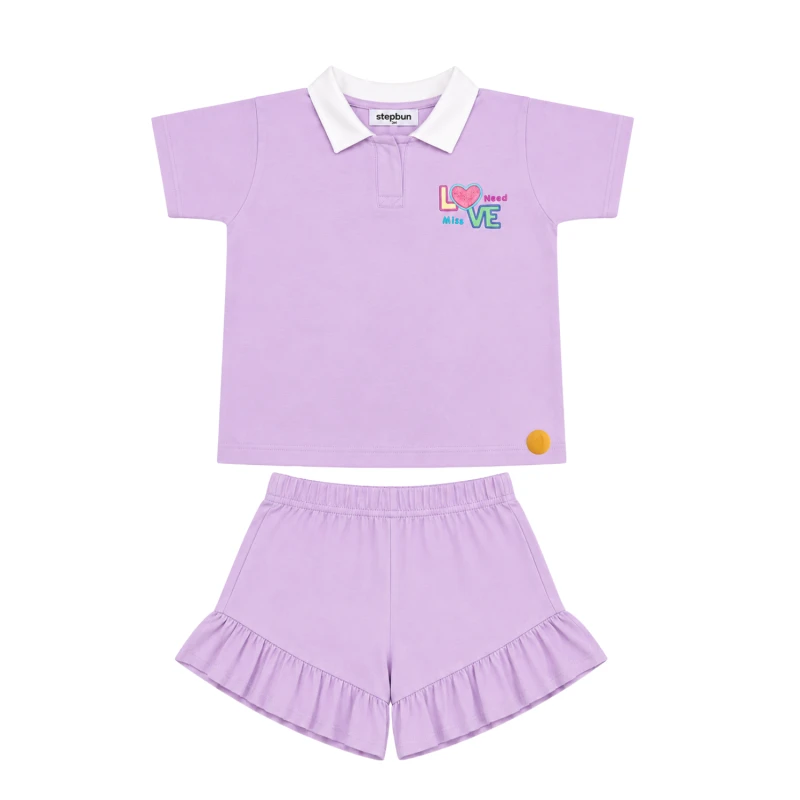 Setelan Anak Perempuan Lilac Motif Love Need
