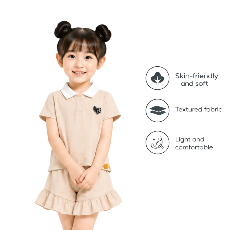 Setelan Anak Perempuan Cream Motif Angle