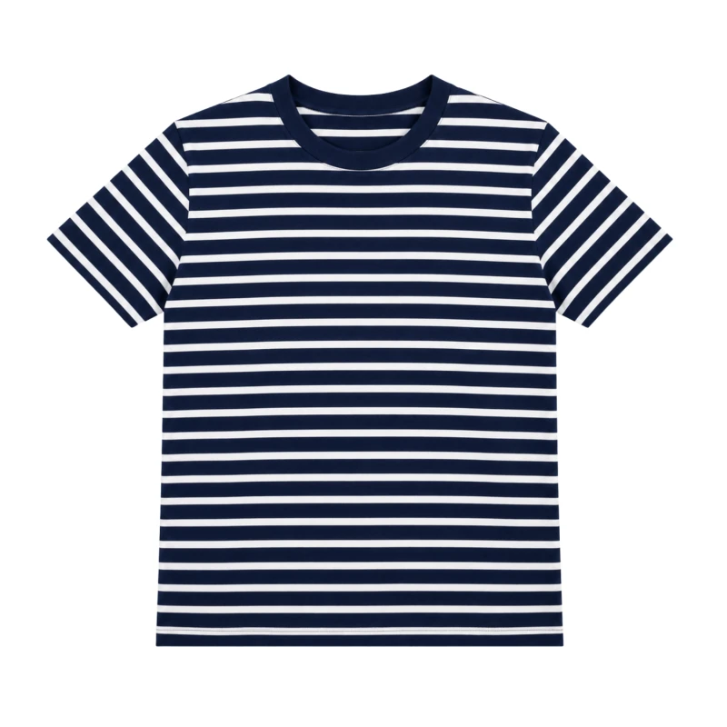 Kaos Pria Salur Navy Lengan Pendek Casual