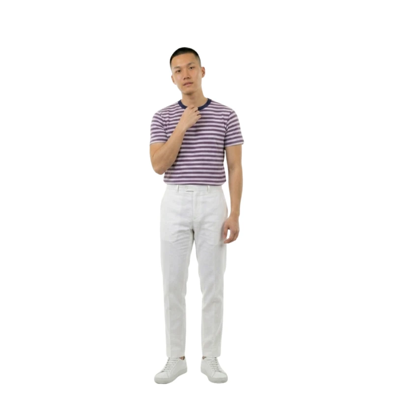 Kaos Pria Salur Putih Anggur Lengan Pendek