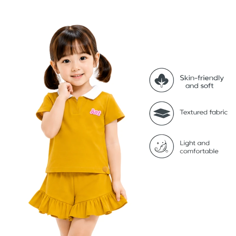 Setelan Anak Perempuan Yellow Motif Art