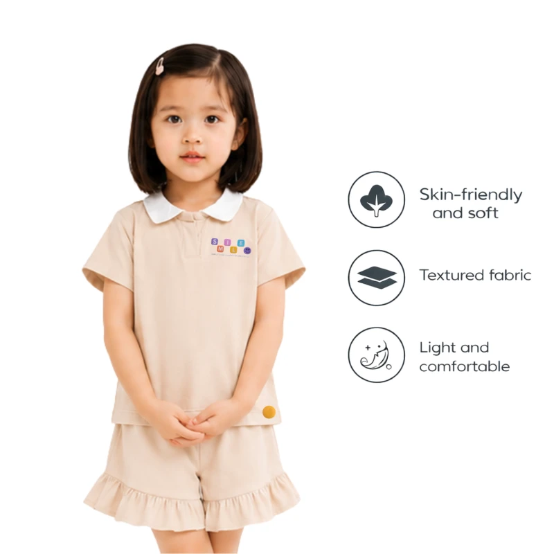 Setelan Anak Perempuan Cream Motif Smile