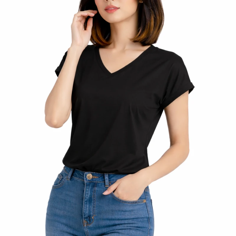 Atasan Wanita V-Neck Hitam