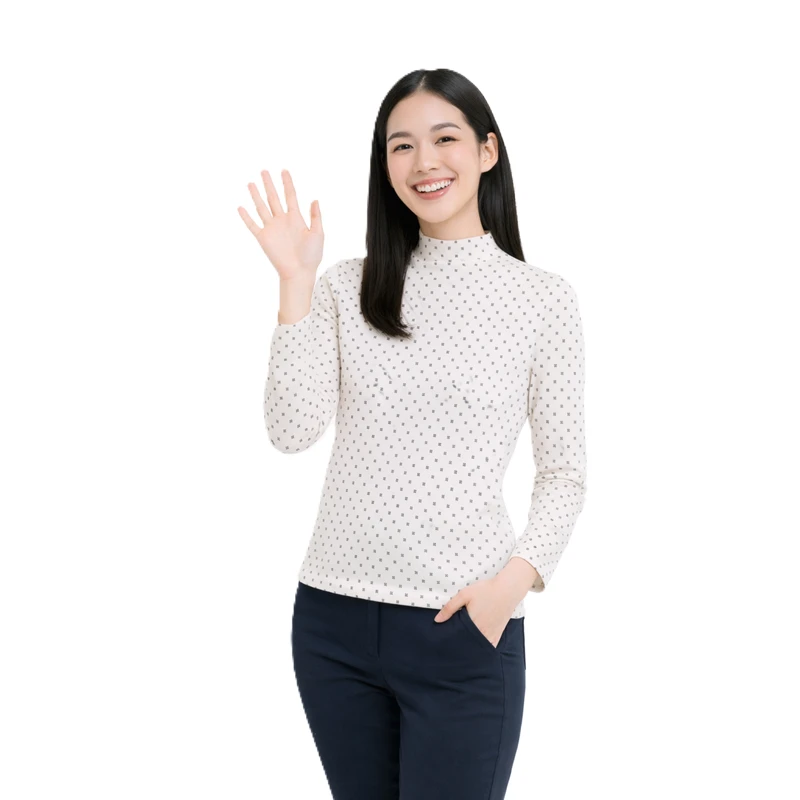 Mockneck Top Wanita Clean Polkadot