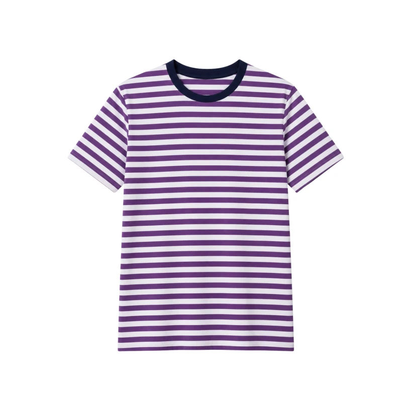 Kaos Pria Salur Putih Anggur Lengan Pendek