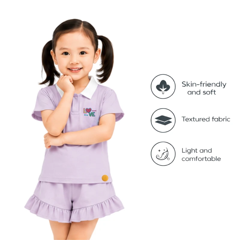 Setelan Anak Perempuan Lilac Motif Love Need