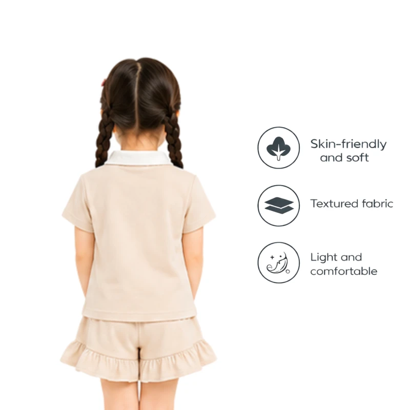 Setelan Anak Perempuan Cream Motif Cute