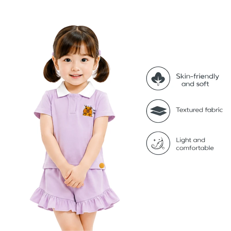 Setelan Anak Perempuan Lilac Motif CapyBara