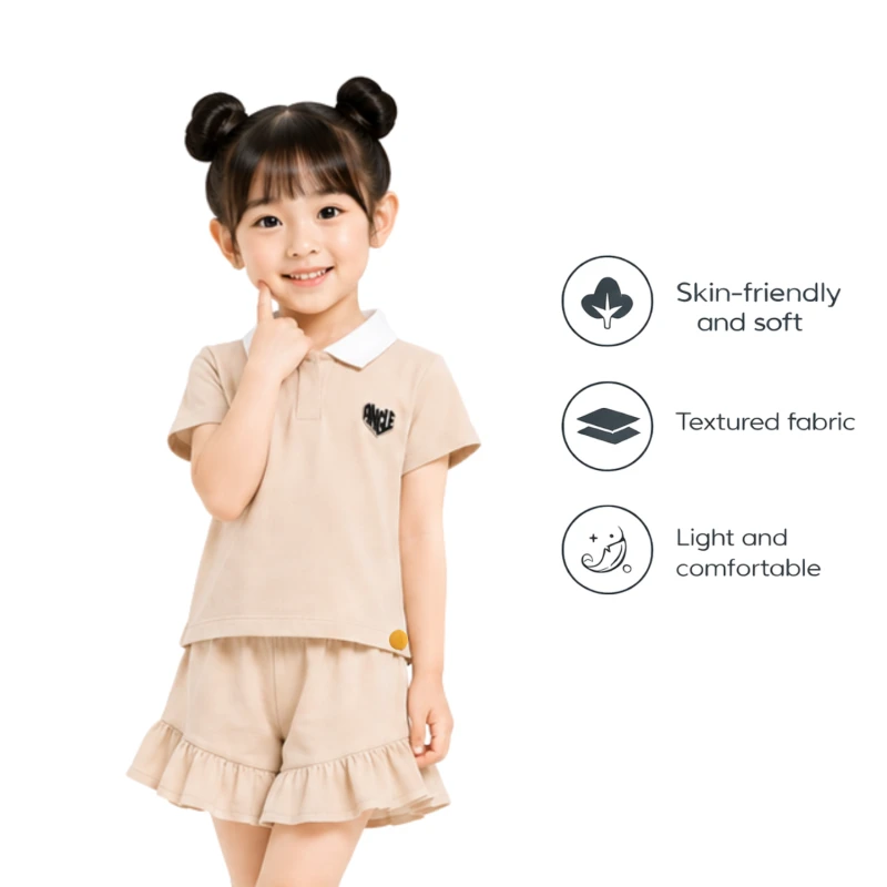 Setelan Anak Perempuan Cream Motif Angle
