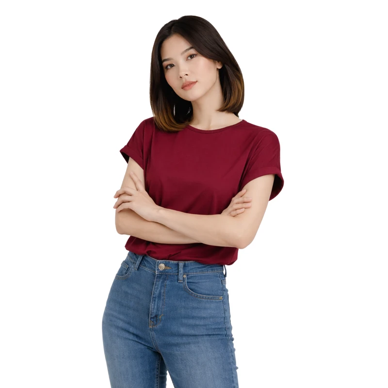 Atasan Wanita O-Neck Maroon
