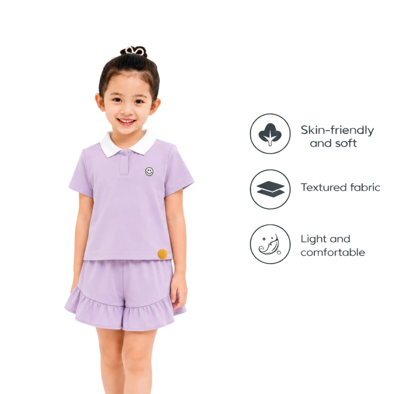 Setelan Anak Perempuan Lilac Emoji