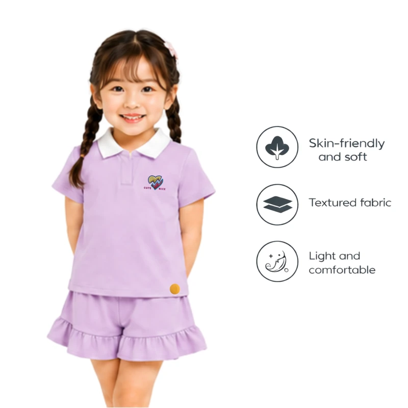 Setelan Anak Perempuan Lilac Motif Cute
