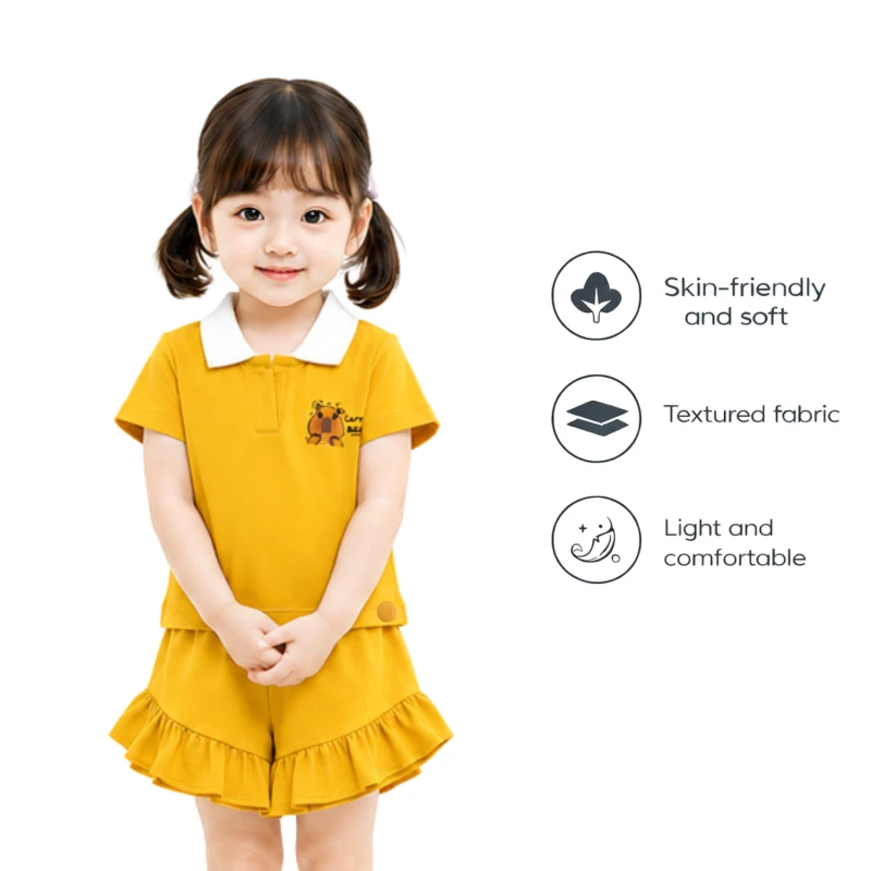 Setelan Anak Perempuan Yellow Motif CapyBara
