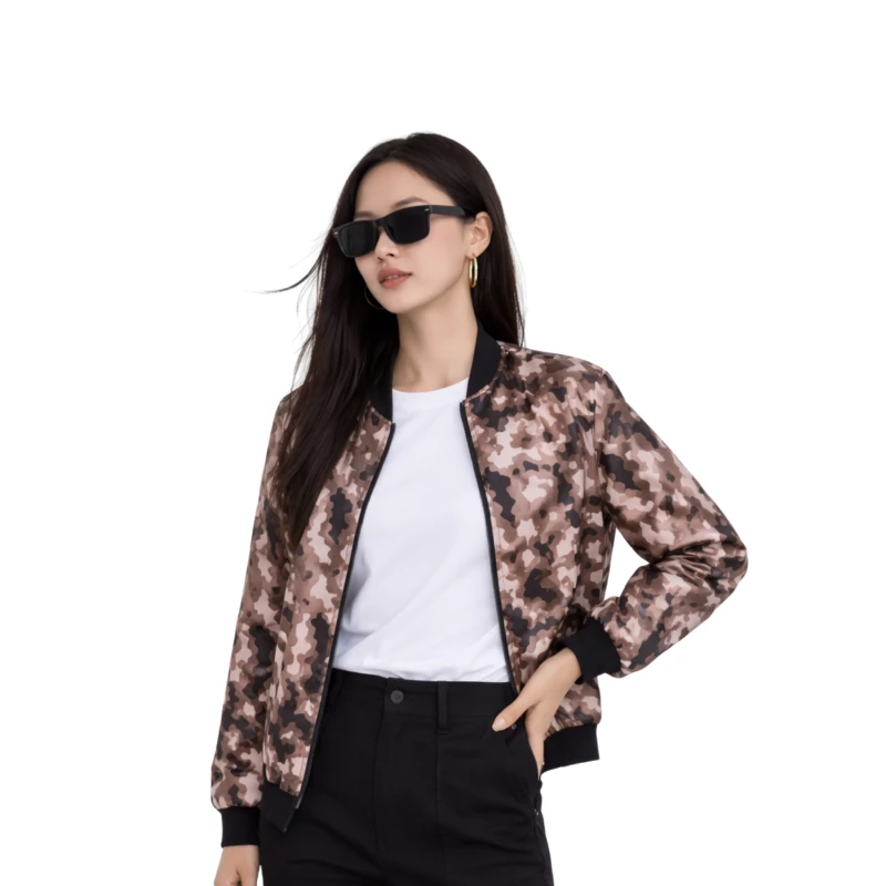 Bomber Wanita Casual Army Look Coklat
